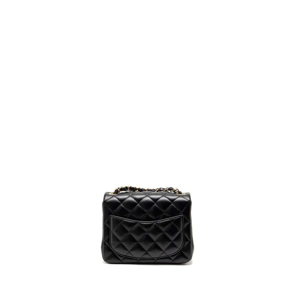 CHANEL MINI SQUARE FLAP BAG LAMBSKIN BLACK LGHW (MICROCHIP)