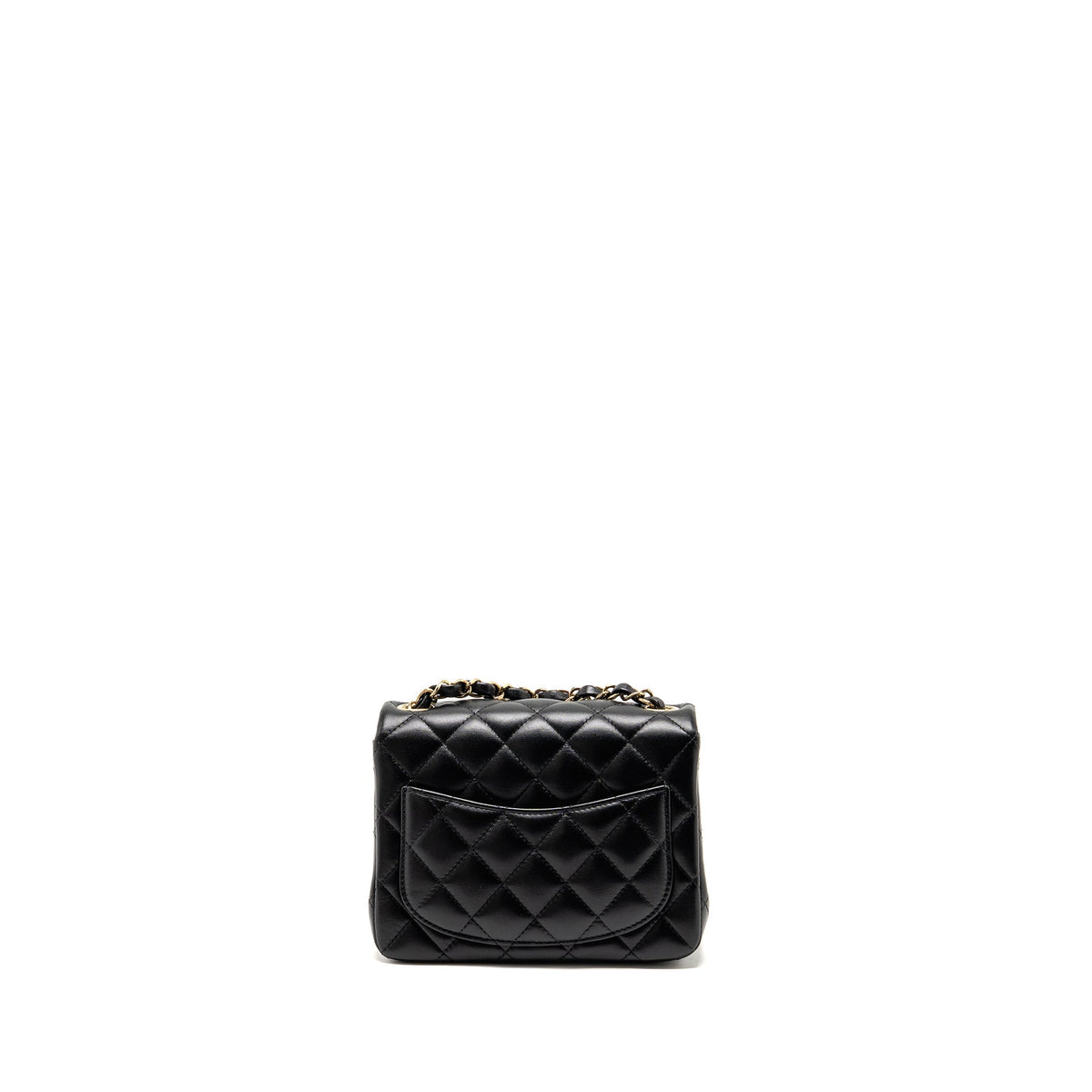 CHANEL MINI SQUARE FLAP BAG LAMBSKIN BLACK LGHW (MICROCHIP)