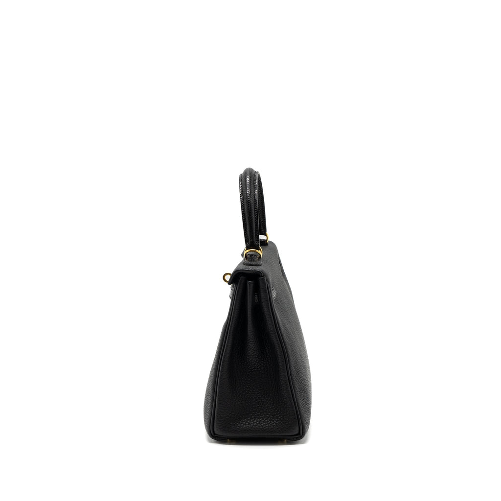 HERMES TOUCH KELLY 25 TOGO / LIZARD BLACK GHW