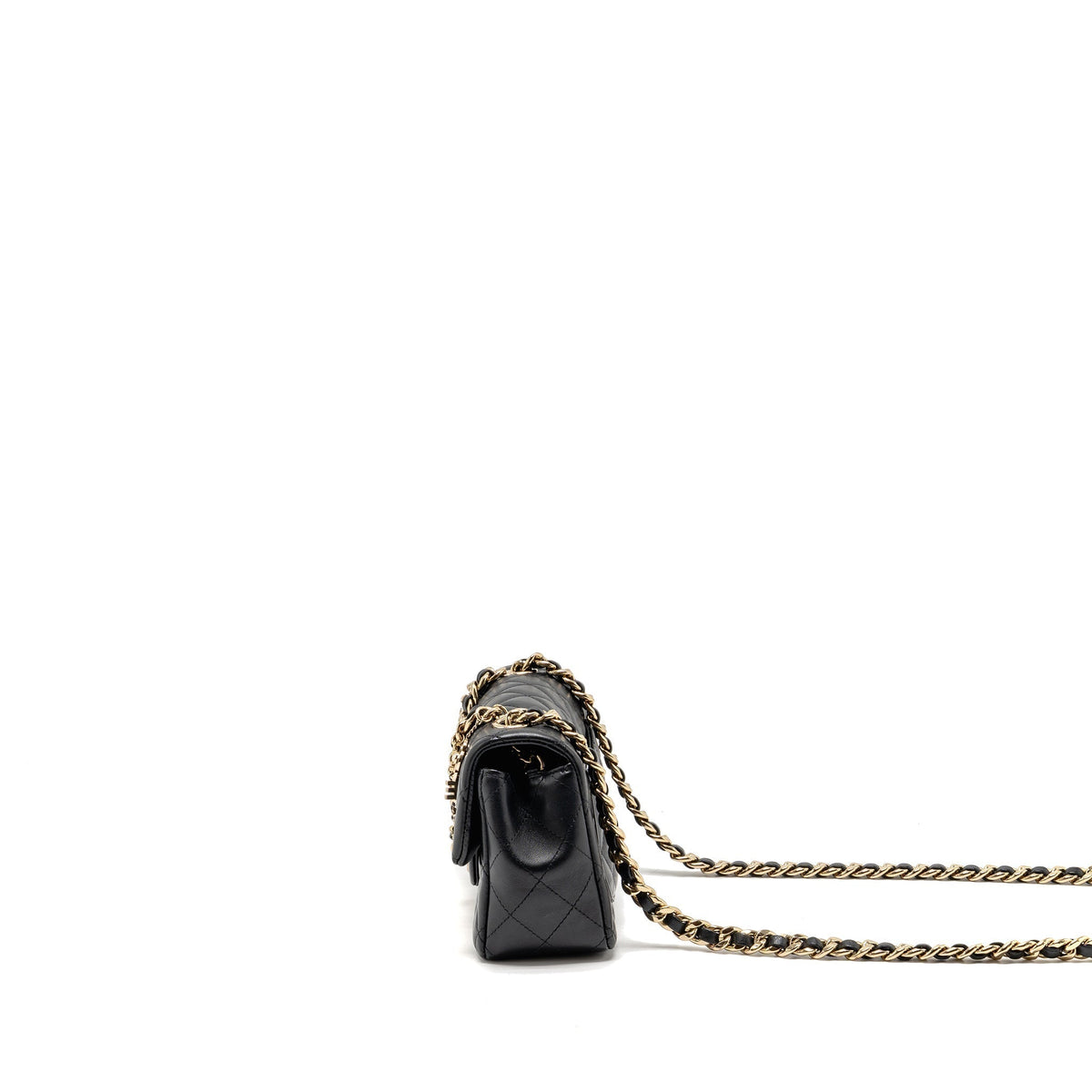 CHANEL COCO CHARMS MINI RECTANGULAR FLAP BAG LAMBSKIN BLACK LGHW