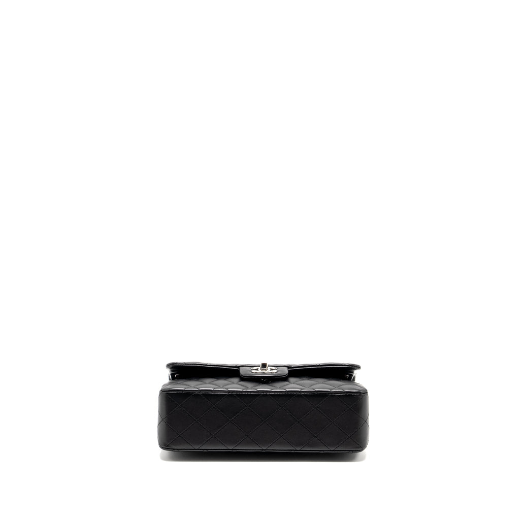 CHANEL SMALL CLASSIC DOUBLE FLAP BAG LAMBSKIN BLACK SHW (MICROCHIP)