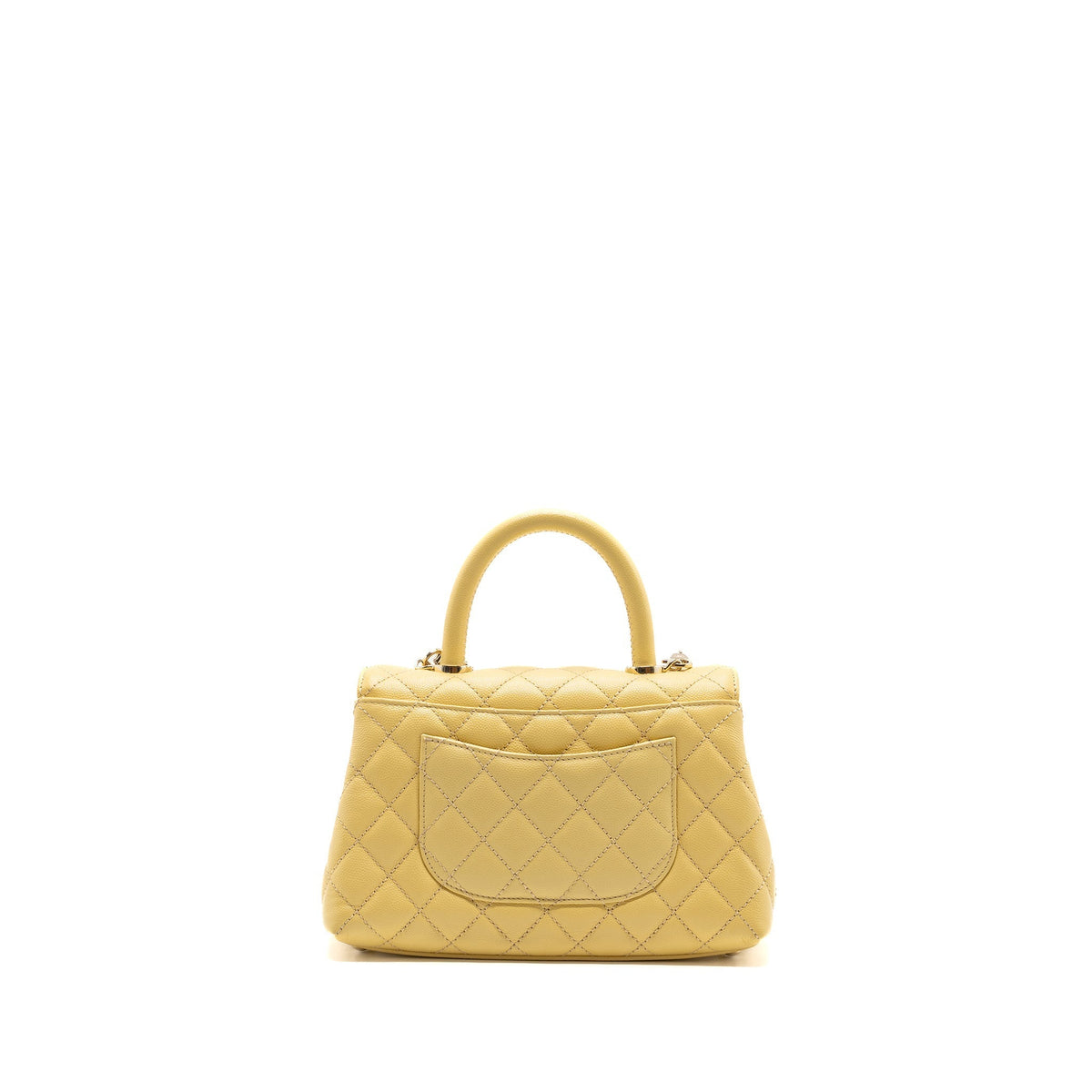 CHANEL SMALL COCO HANDLE CAVIAR 22P LIGHT YELLOW LGHW (MICROCHIP)