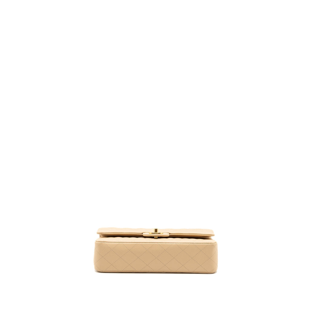 CHANEL MEDIUM CLASSIC DOUBLE FLAP BAG CAVIAR BEIGE GHW