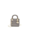 DIOR MINI LADY DIOR LAMBSKIN GREY LGHW