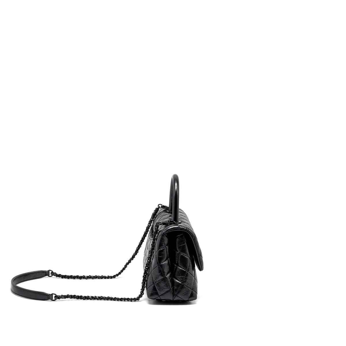 CHANEL SMALL COCO HANDLE AGED CALFSKIN BLACK WITH BLACK HARDWARE