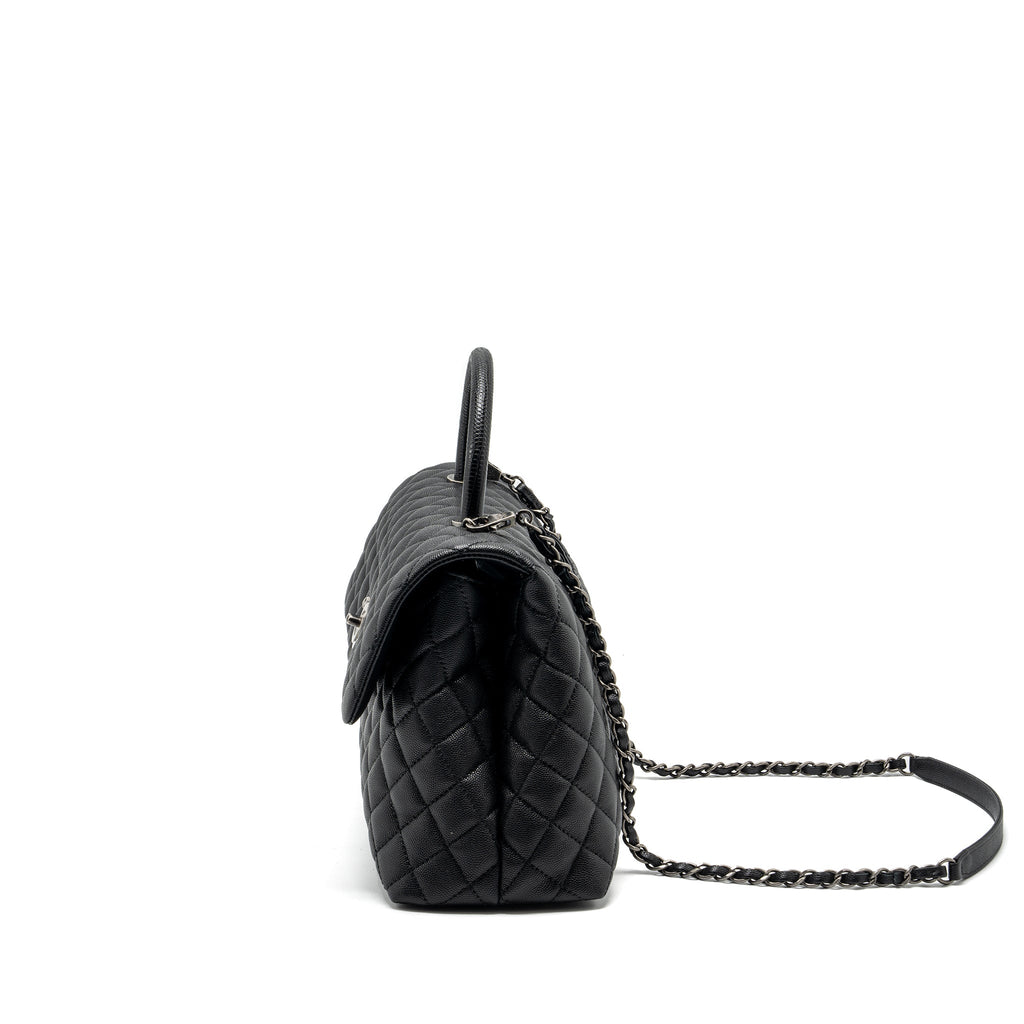 CHANEL LARGE COCO HANDLE CAVIAR BLACK RUTHENIUM HARDWARE