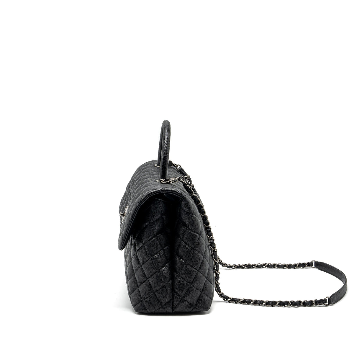 CHANEL LARGE COCO HANDLE CAVIAR BLACK RUTHENIUM HARDWARE