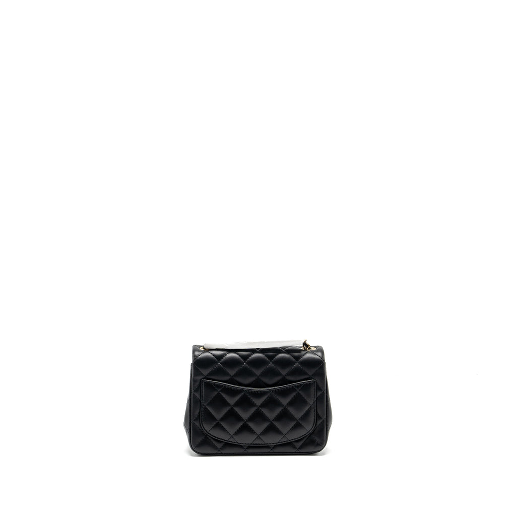 CHANEL MINI SQUARE FLAP BAG LAMBSKIN BLACK LGHW (MICROCHIP)