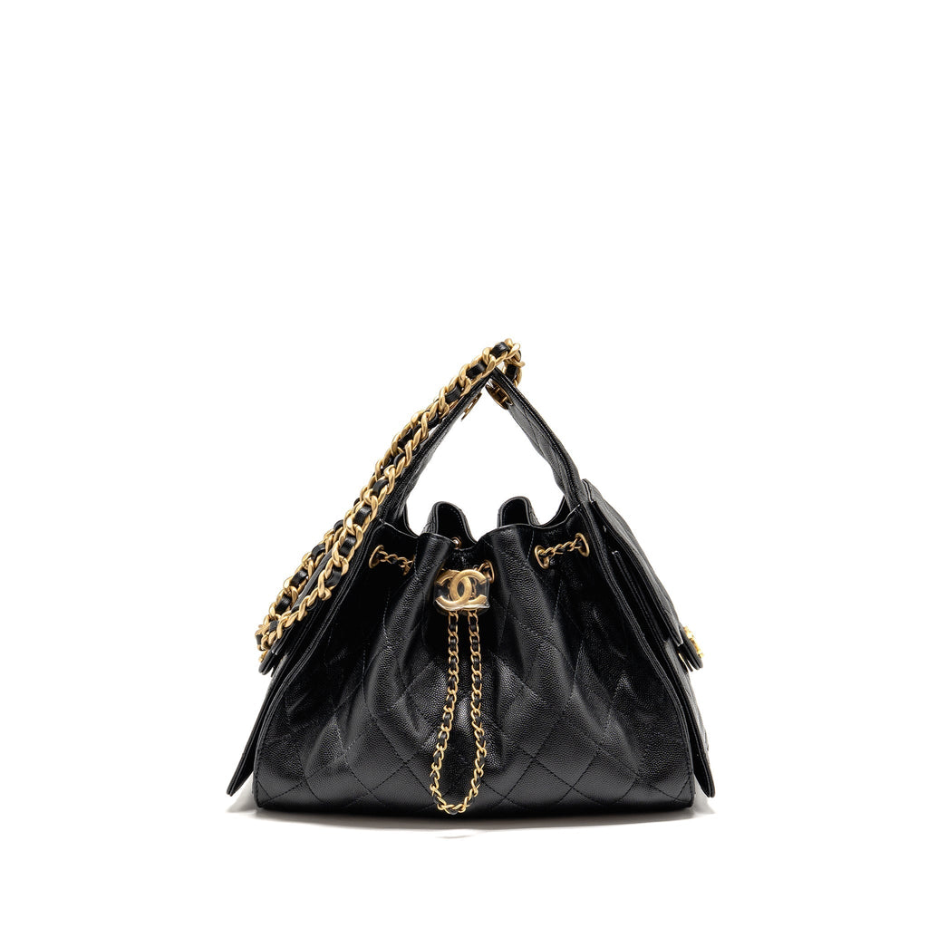 CHANEL SMALL 25 BAG CAVIAR BLACK GHW (MICROCHIP)