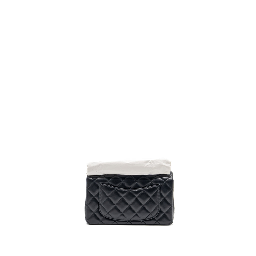 CHANEL MINI RECTANGULAR FLAP BAG LAMBSKIN BLACK SHW (MICROCHIP)