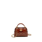 CHANEL 24A SMALL TOP HANDLE DOCTOR BAG QUILTED SHINY LAMBSKIN CARAMEL GHW (MICROCHIP)