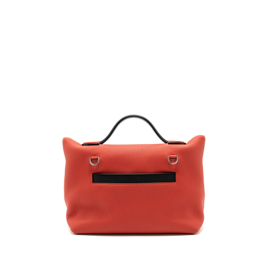 Hermes 24/24-29 Bag Clemence/ Swift Rouge Pivoine/Noir SHW