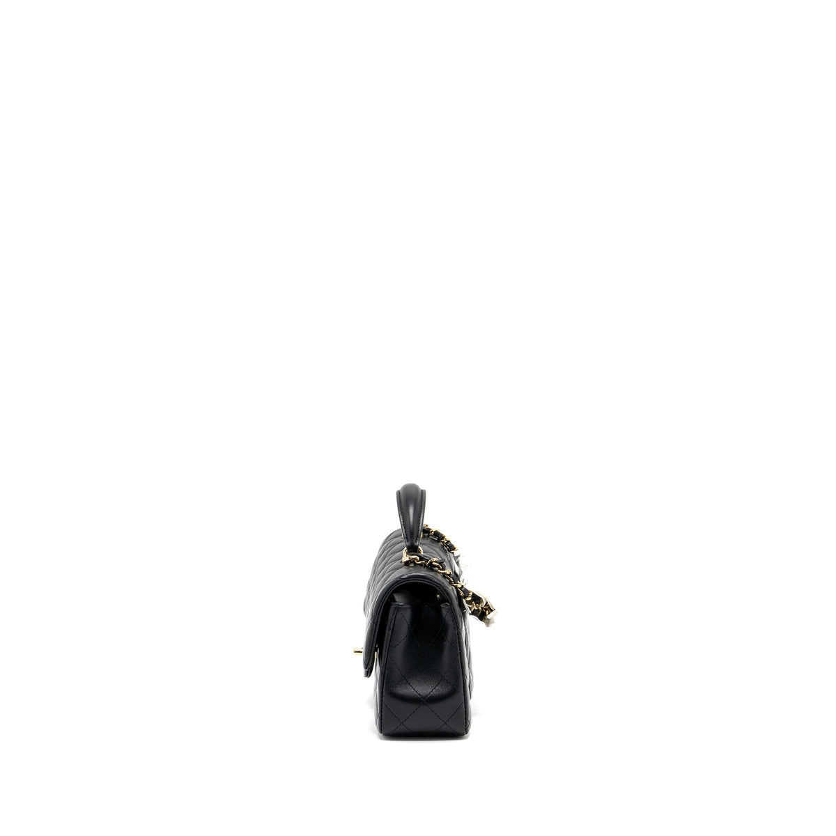 CHANEL TOP HANDLE MINI RECTANGULAR FLAP BAG LAMBSKIN BLACK LGHW (MICROCHIP )