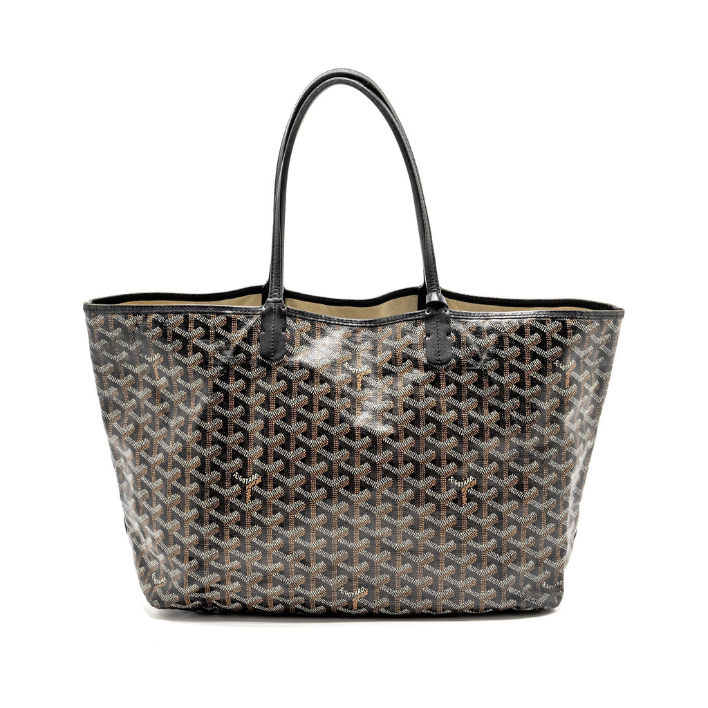 GOYARD SAINT LOUIS PM TOTE BAG GOYARDINE CANVAS / CALFSKIN BLACK SHW