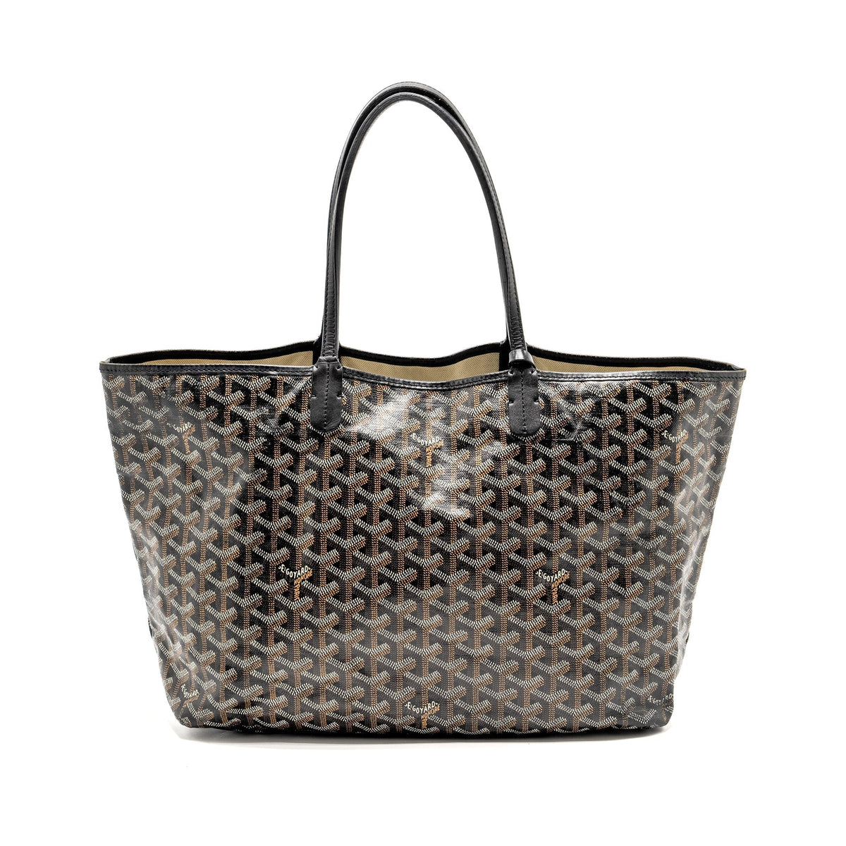 GOYARD SAINT LOUIS PM TOTE BAG GOYARDINE CANVAS / CALFSKIN BLACK SHW