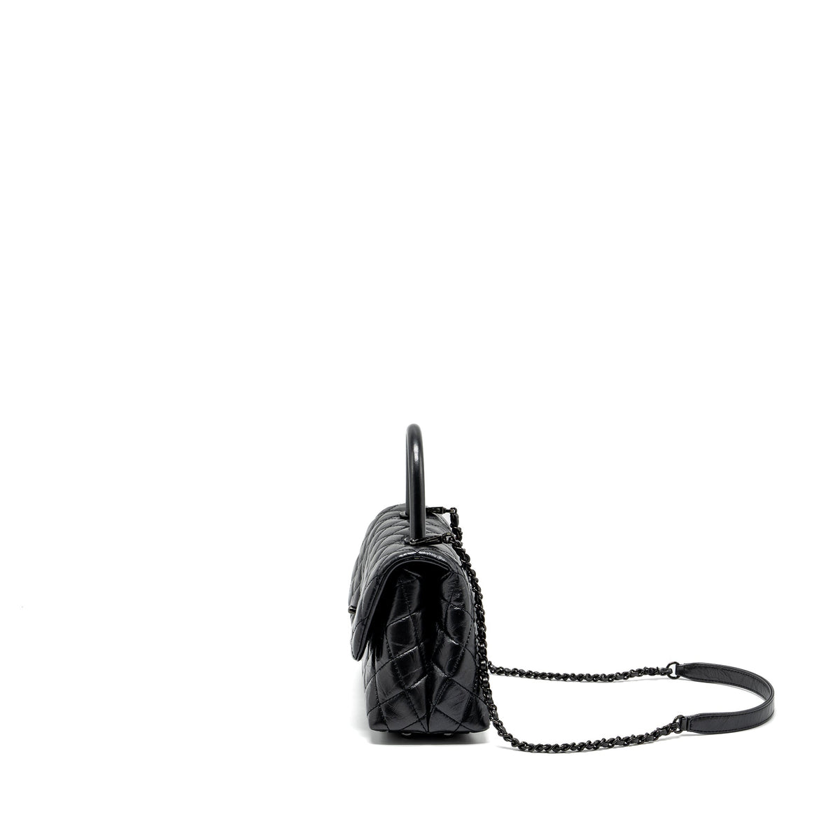 CHANEL SMALL COCO HANDLE AGED CALFSKIN BLACK WITH BLACK HARDWARE
