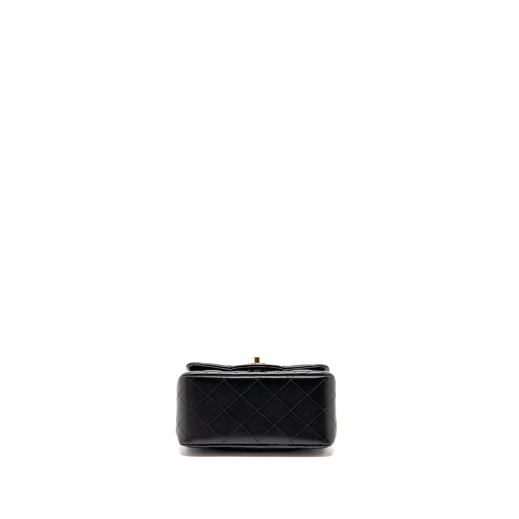 CHANEL MINI SQUARE FLAP BAG LAMBSKIN BLACK LGHW (MICROCHIP)