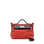 Hermes 24/24-29 Bag Clemence/ Swift Rouge Pivoine/Noir SHW