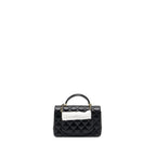 CHANEL TOP HANDLE MINI RECTANGULAR FLAP BAG LAMBSKIN BLACK LGHW (MICROCHIP )