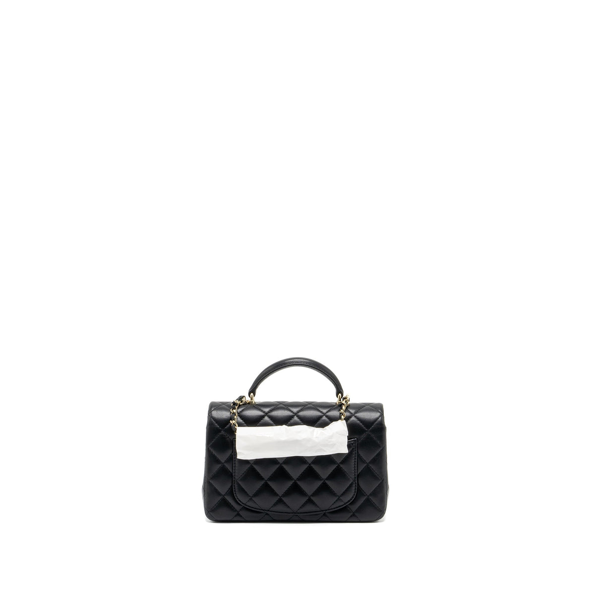 CHANEL TOP HANDLE MINI RECTANGULAR FLAP BAG LAMBSKIN BLACK LGHW (MICROCHIP )