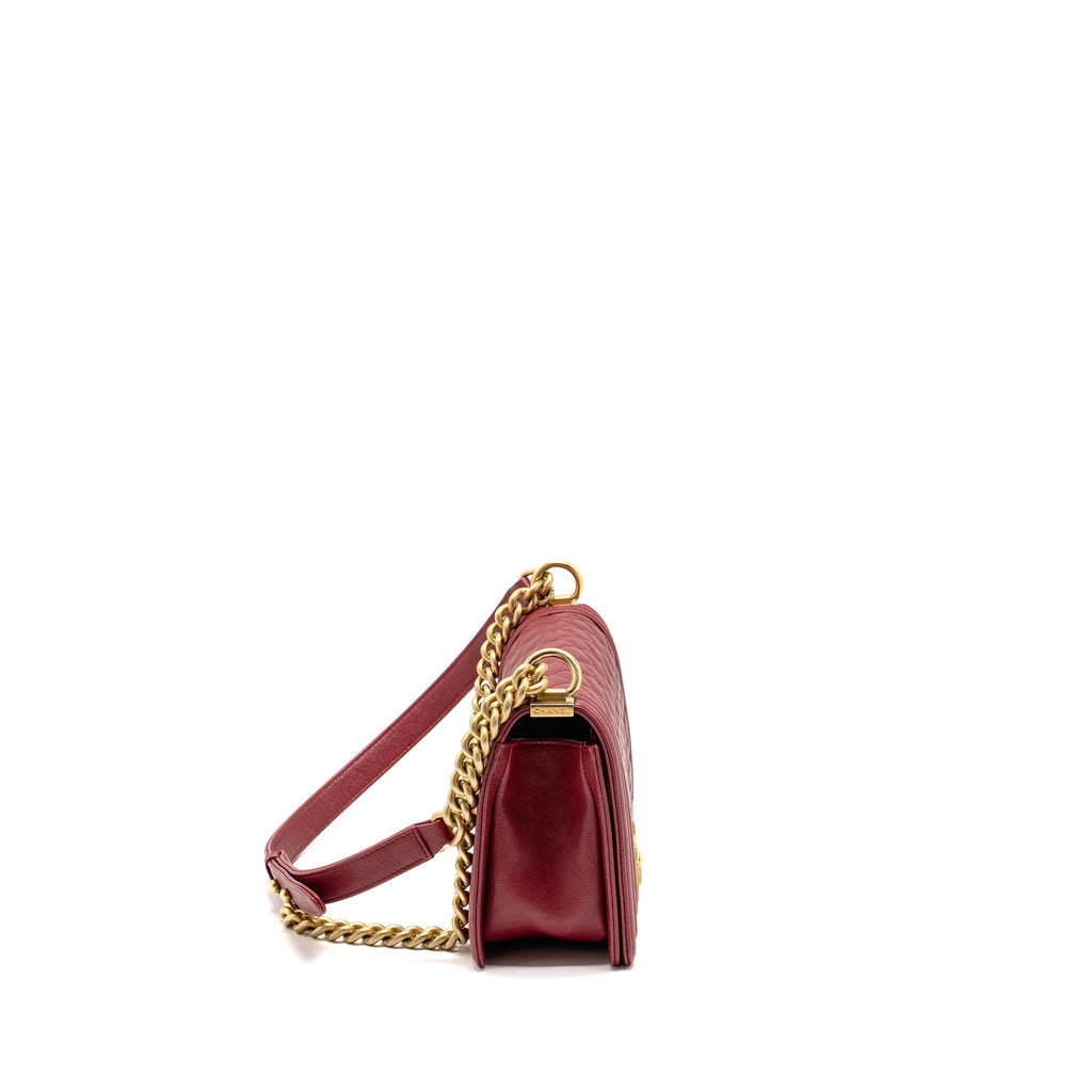 CHANEL MEDIUM BOY BAG CAVIAR RED GHW
