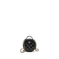 CHANEL 22B TOP HANDLE MINI ROUND VANITY CASE WITH CHAIN SHINY LAMBSKIN BLACK LGHW (MICROCHIP)