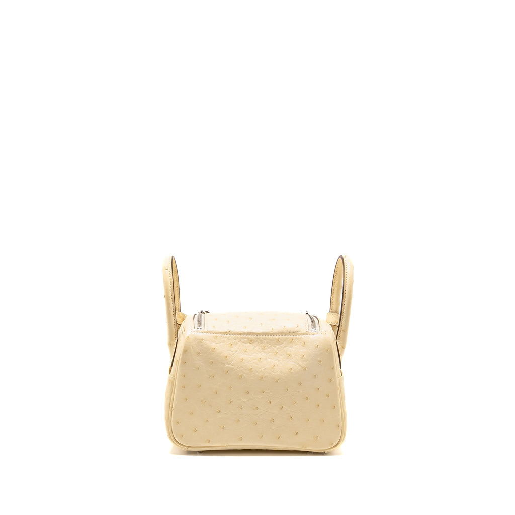 Hermes Mini Lindy Ostrich Nata SHW