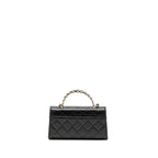 CHANEL 23P TOP HANDLE MINI FLAP BAG CAVIAR BLACK LGHW (MCROCHIP)