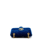 GUCCI GG MARMONT SHOULDER BAG VELVET BLUE GHW