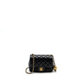 CHANEL PEARL CRUSH MINI SQUARE FLAP BAG LAMBSKIN BLACK GHW (MICROCHIP)