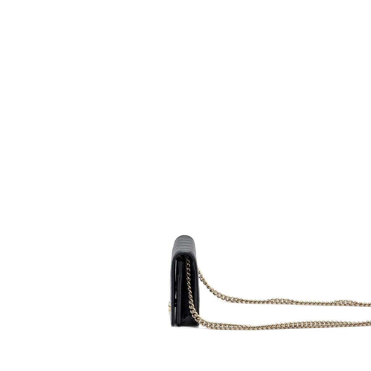 CHANEL BOY WALLET ON CHAIN CAVIAR BLACK LGHW (MICROCHIP)
