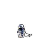CHANEL MEDIUM LIMITED EDITION FLORA PRINTED CLASSIC FLAP BAG SILK BLUE/WHITE SHW (MICROCHIP)