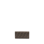 FENDI CONTINENTAL WALLET ON CHAIN FF FABRIC/CALFSKIN TOBACCO BROWN/BEIGE GHW