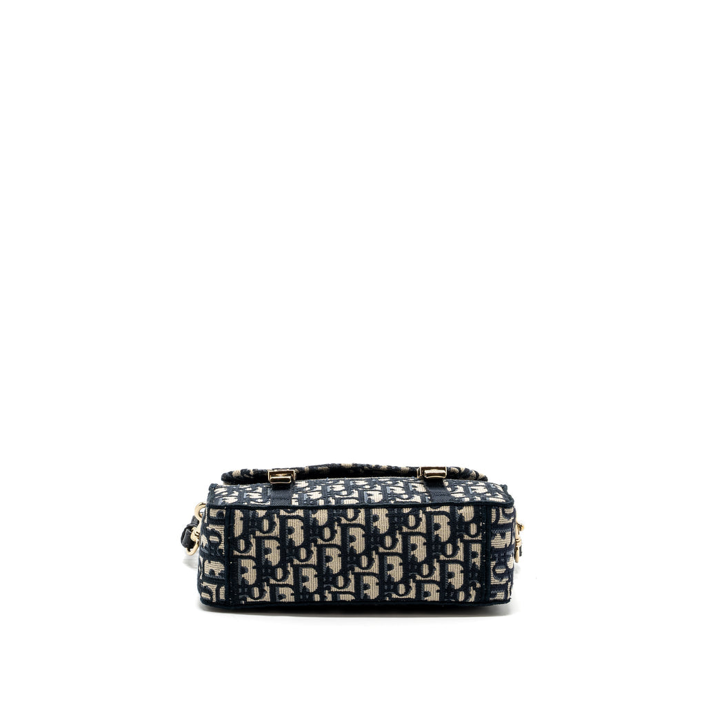 DIOR SMALL DIORCAMP BAG BLUE DIOR OBLIQUE EMBROIDERY GHW