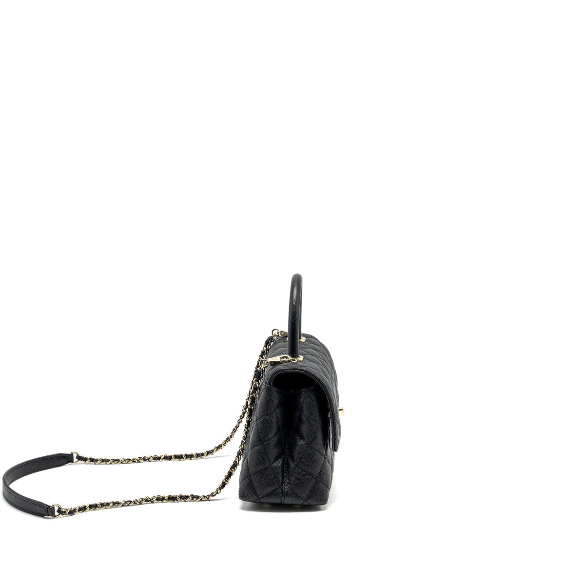 CHANEL SMALL COCO HANDLE CAVIAR BLACK LGHW (MICROCHIP)