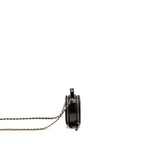 CHANEL 22B TOP HANDLE MINI ROUND VANITY CASE WITH CHAIN SHINY LAMBSKIN BLACK LGHW (MICROCHIP)