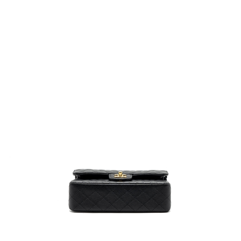 CHANEL SMALL CLASSIC DOUBLE FLAP BAG CAVIAR BLACK GHW(MICROCHIP)