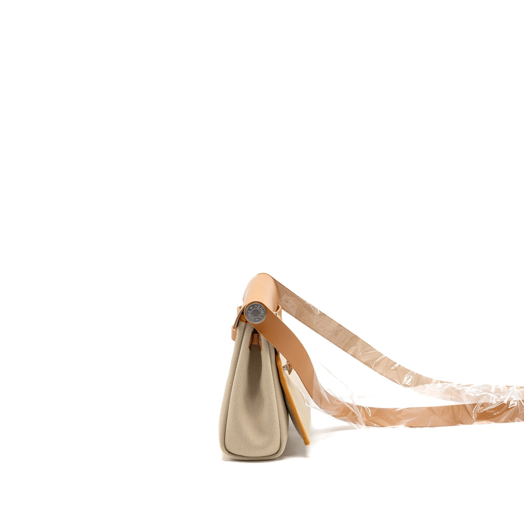 Hermes Herbag Mini Canvas/Hunter Leather Beton / Natural Sable SHW