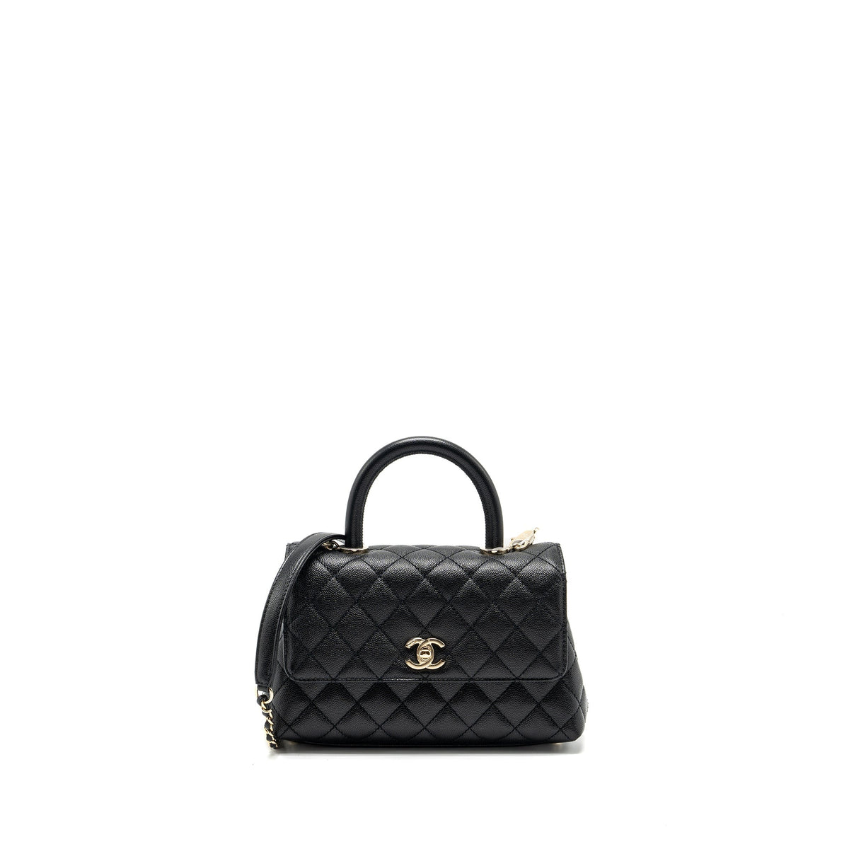 CHANEL SMALL COCO HANDLE CAVIAR BLACK LGHW (MICROCHIP)