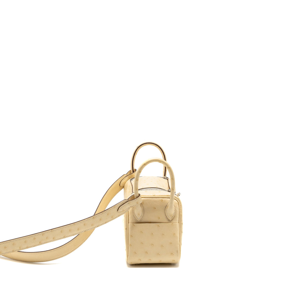 Hermes Mini Lindy Ostrich Nata SHW