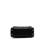 CHANEL MEDIUM COCO HANDLE FLAP BAG LIZARD EMBOSSED HANDLE CAVIAR BLACK LGHW