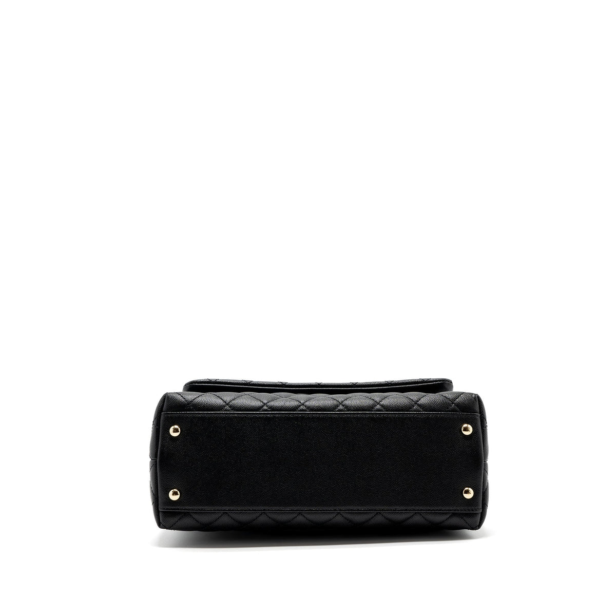 CHANEL MEDIUM COCO HANDLE FLAP BAG LIZARD EMBOSSED HANDLE CAVIAR BLACK LGHW