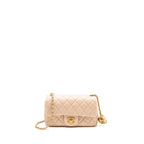 CHANEL PEARL CRUSH MINI RECTANGULAR FLAP BAG LAMBSKIN LIGHT PINK GHW (MICROCHIP)