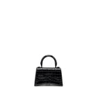 BALENCIAGA XS HOURGLASS CROC-EMBOSSED CALFSKIN SO BLACK