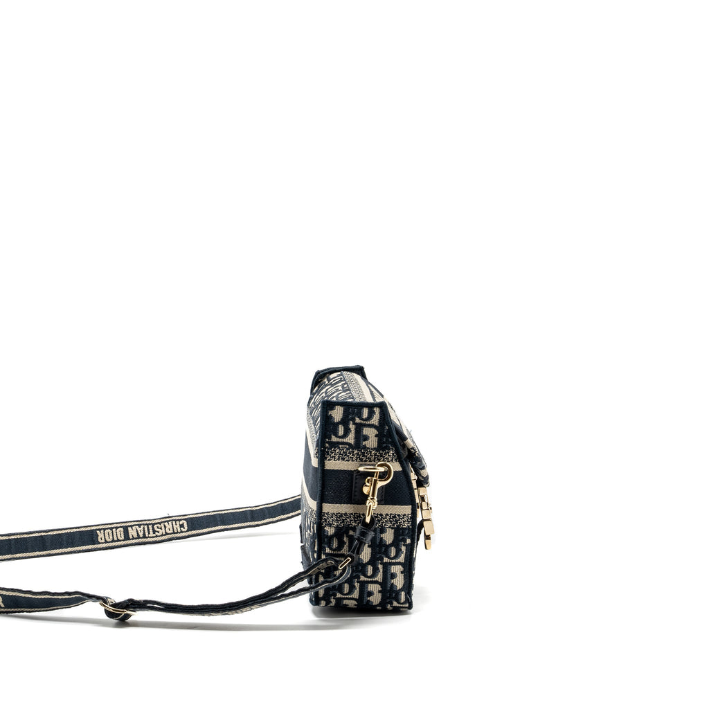 DIOR SMALL DIORCAMP BAG BLUE DIOR OBLIQUE EMBROIDERY GHW