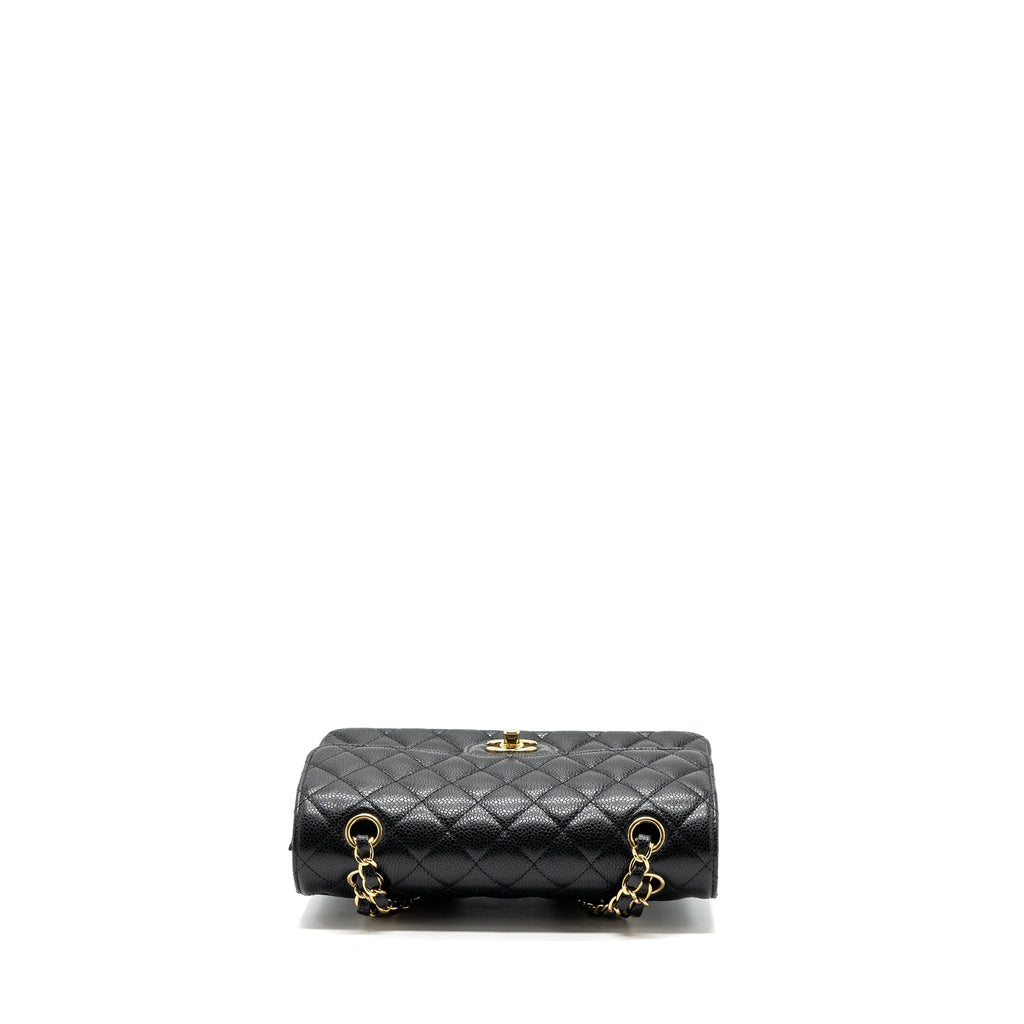 CHANEL SMALL CLASSIC DOUBLE FLAP BAG CAVIAR BLACK GHW(MICROCHIP)