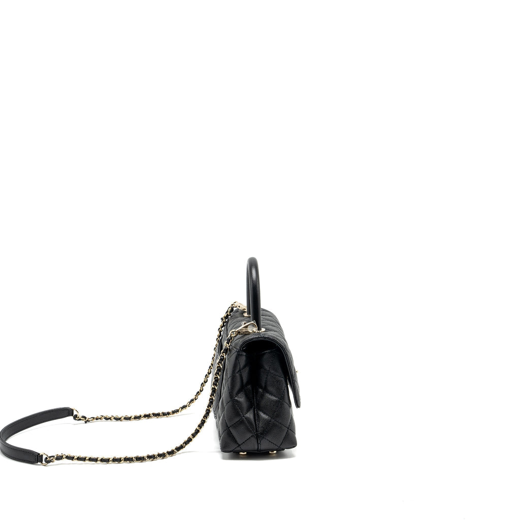 CHANEL SMALL COCO HANDLE CAVIAR BLACK LGHW (MICROCHIP)