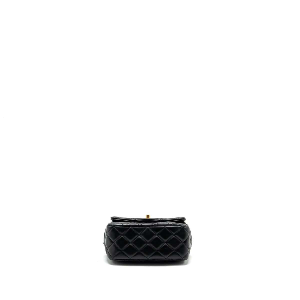 CHANEL PEARL CRUSH MINI SQUARE FLAP BAG LAMBSKIN BLACK GHW (MICROCHIP)