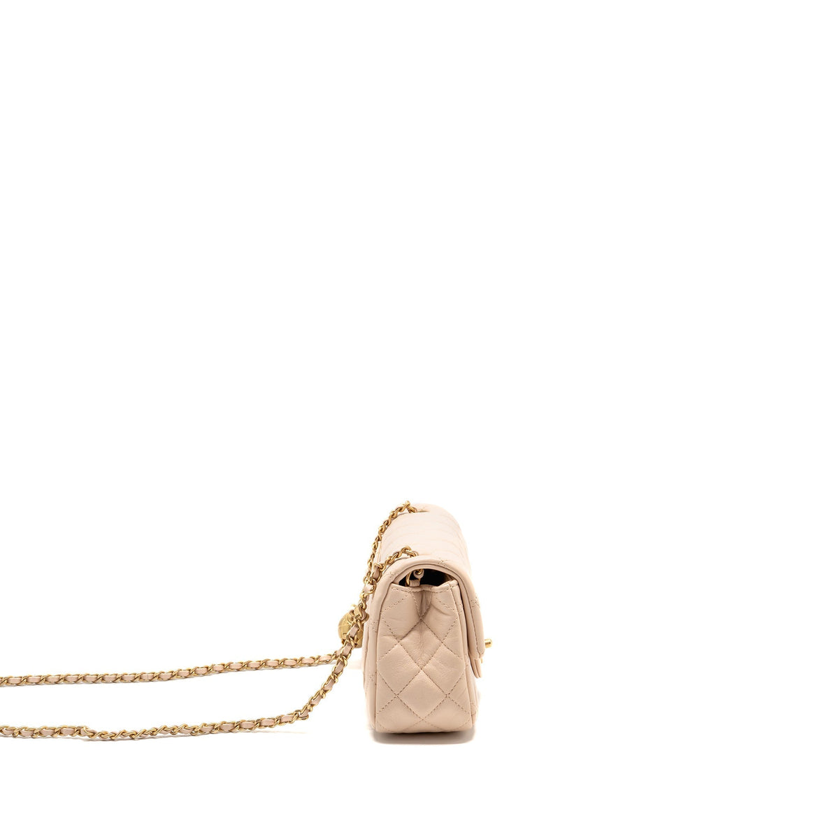 CHANEL PEARL CRUSH MINI RECTANGULAR FLAP BAG LAMBSKIN LIGHT PINK GHW (MICROCHIP)