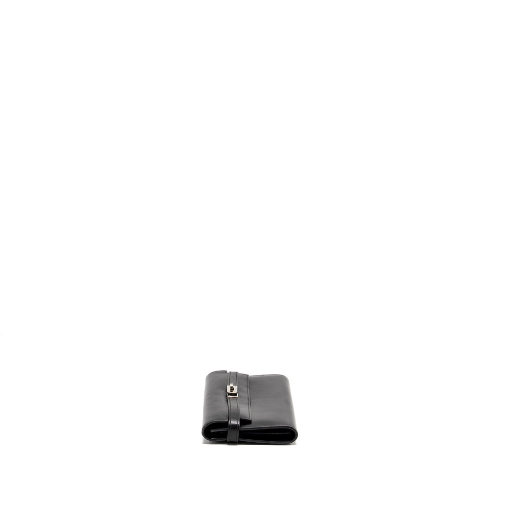 HERMES KELLY LONG WALLET BOX BLACK SHW